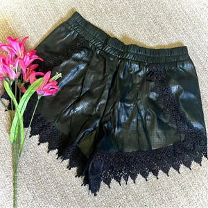 NWT Vegan Leather Mesh Lace Shorts - Small